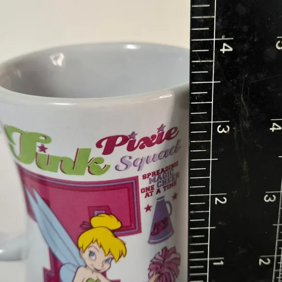 Tinker Bell Coffee Mug Cup Disney Store Tink Pixie Squad Cheer Pink Green - Picture 7 of 9